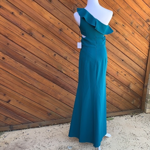 Laundry by Shelli Segal Teal One-Shoulder Gown Size 4 NWT - Picture 8 of 11